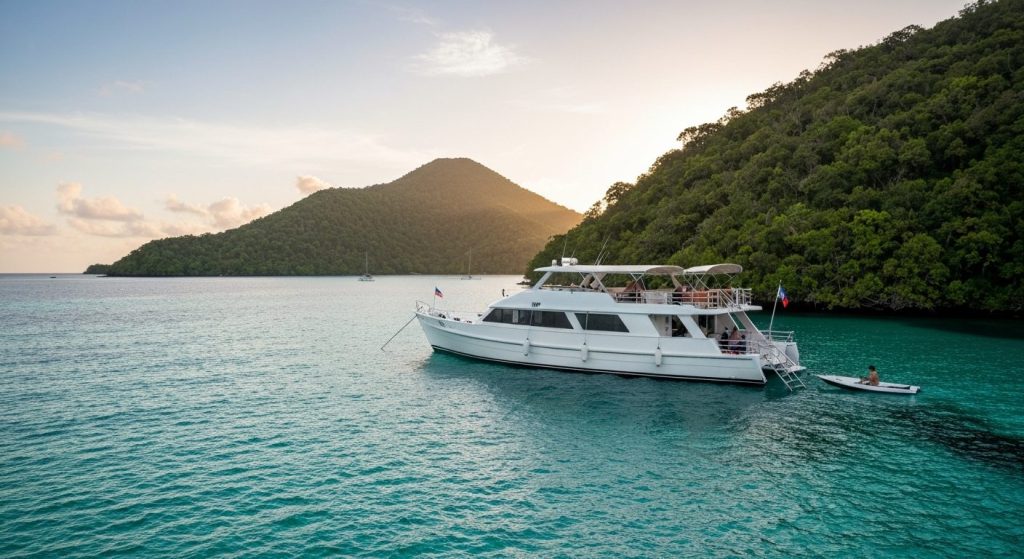 how to book a raja ampat luxury tour — Photorealistic editorial travel photograph relevant to: The direct-booking luxury