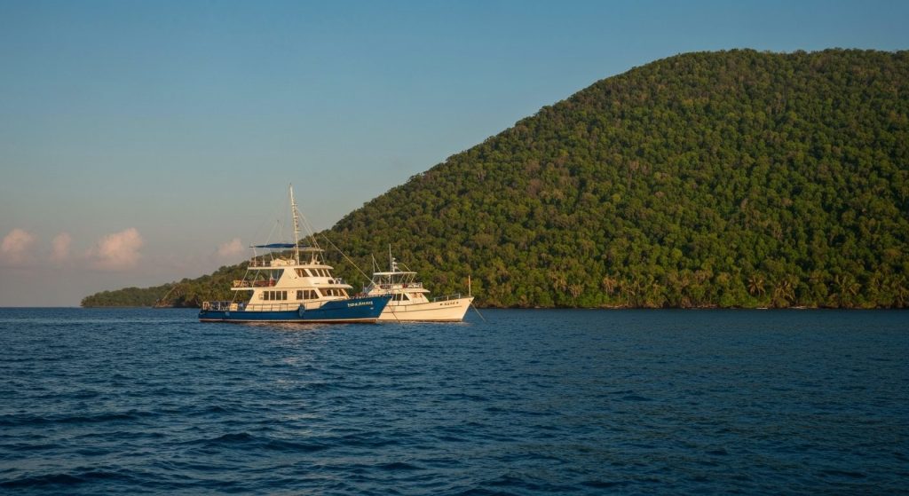 do i need dive insurance for raja ampat liveaboard — Photorealistic editorial travel photograph relevant to: The direct-