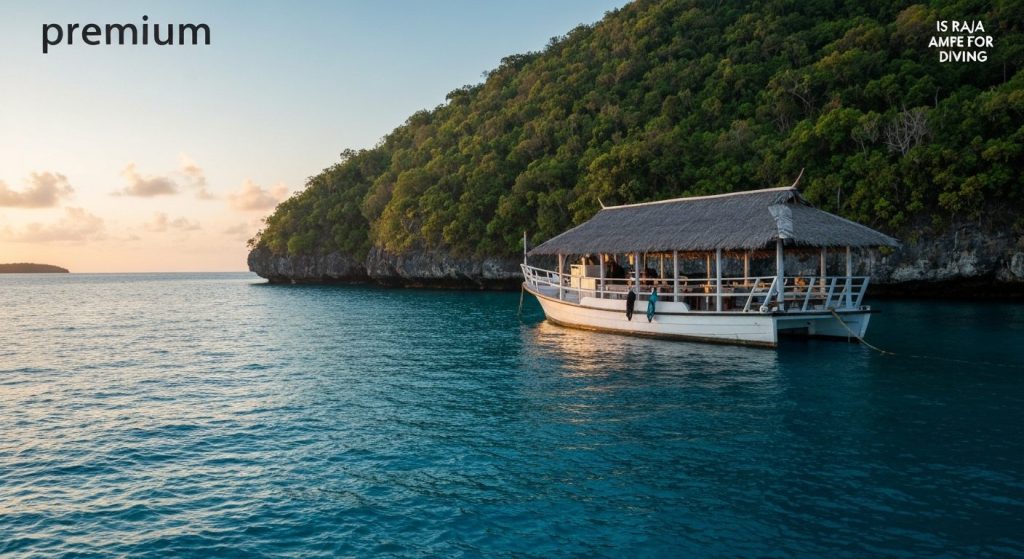 is raja ampat safe for scuba diving — Photorealistic editorial travel photograph relevant to: The direct-booking luxury