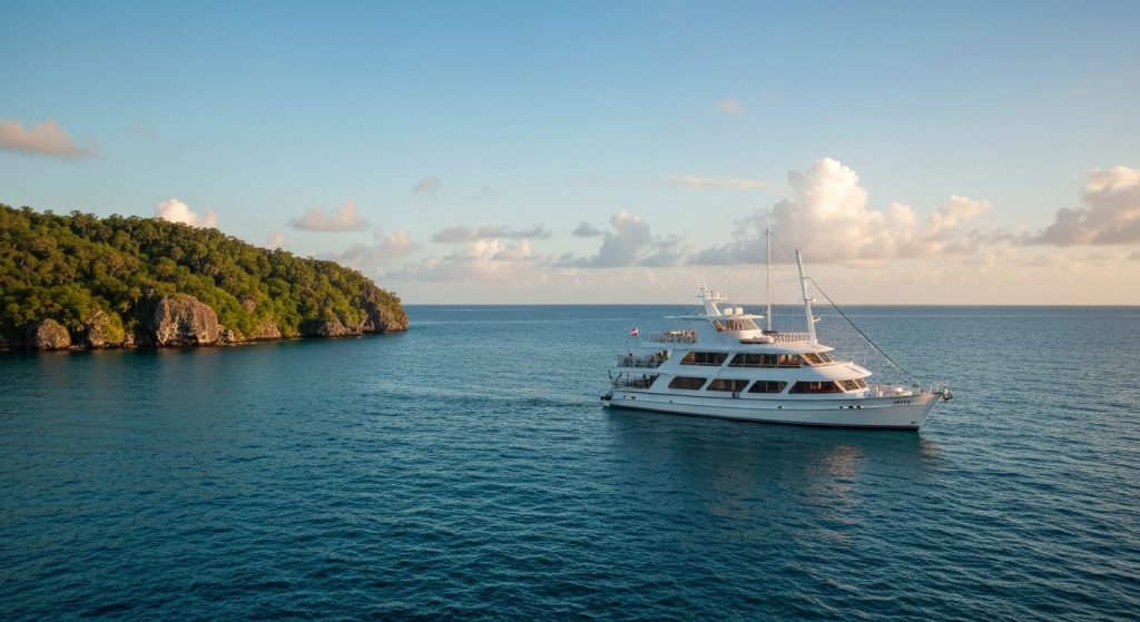 raja ampat vs Komodo liveaboard — Photorealistic editorial travel photograph relevant to: The direct-booking luxu