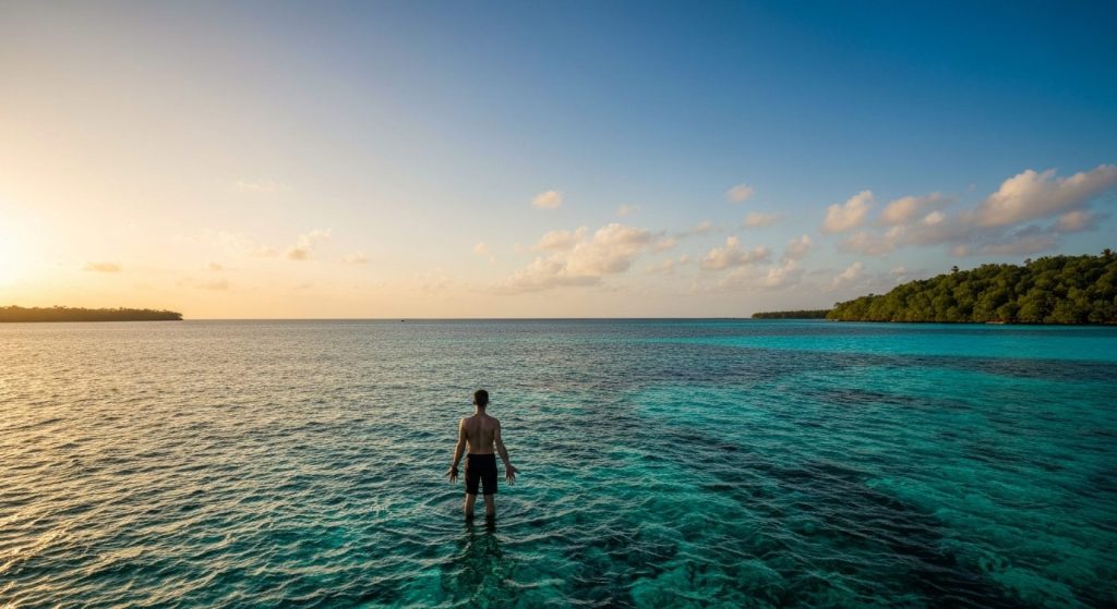 raja ampat diving package luxury resort — Photorealistic editorial travel photograph relevant to: The direct-booking lux